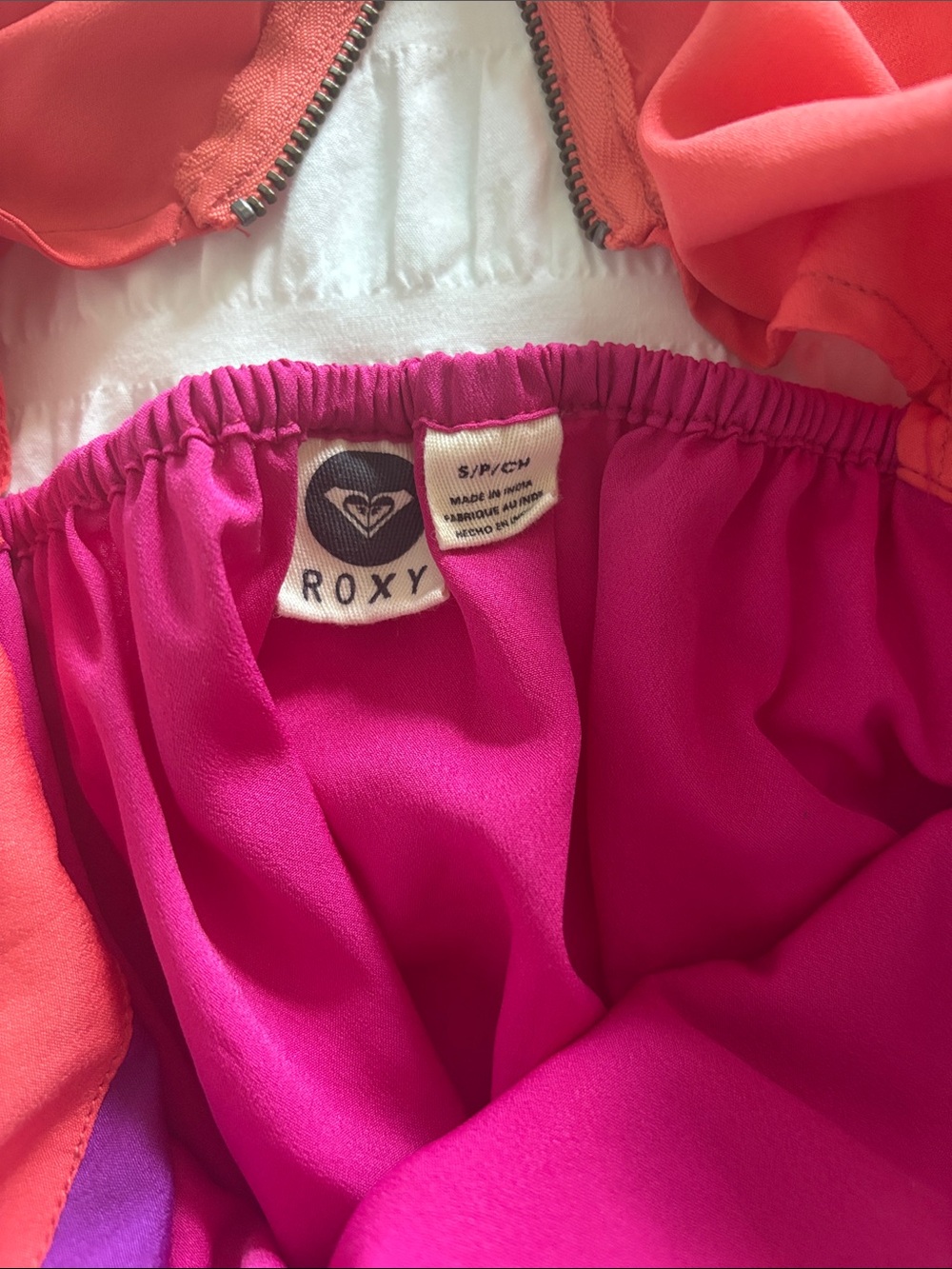 Roxy Colorblock Summer Dress in Magenta, Purple & Coral - Picture 5 of 9